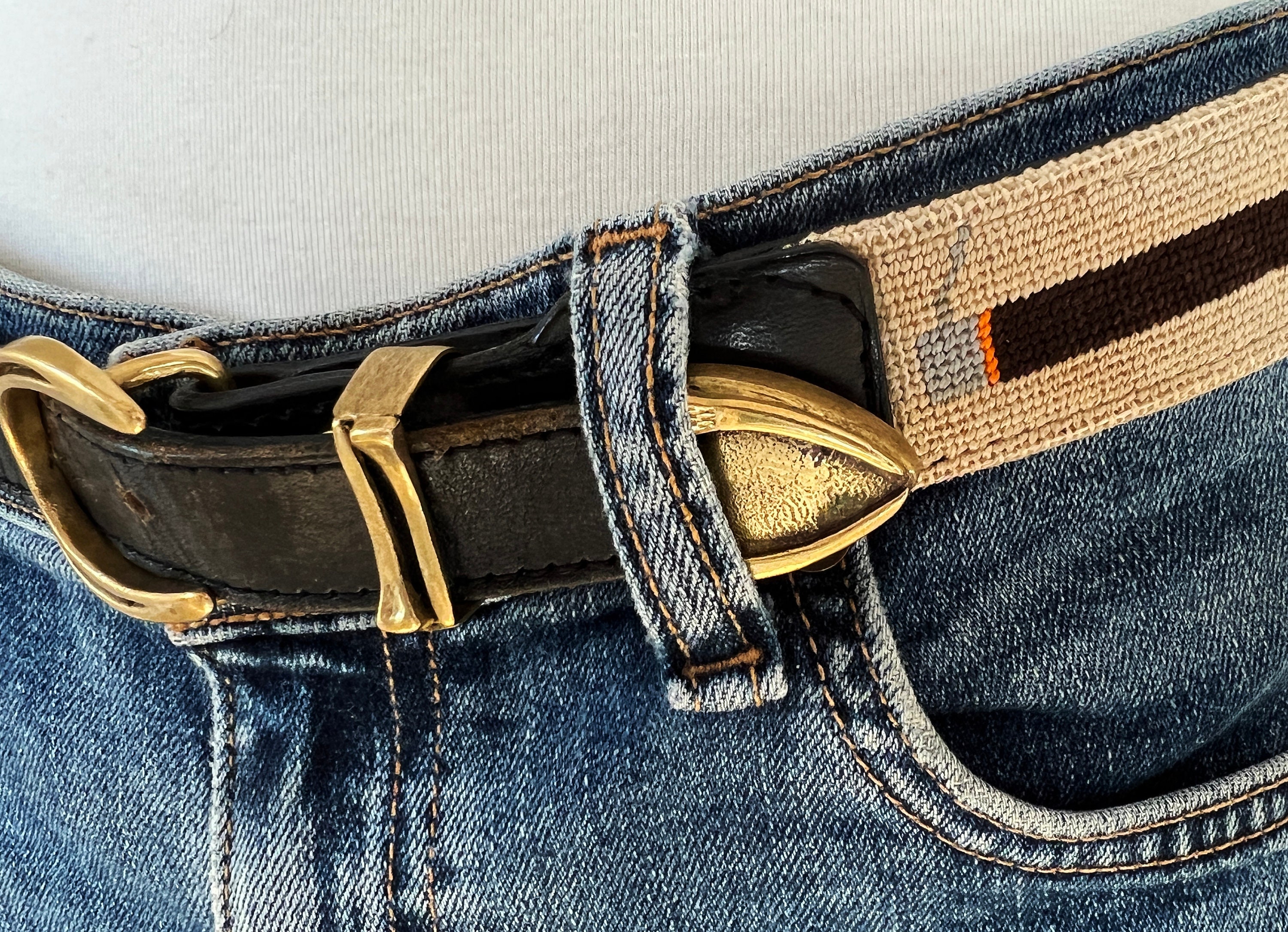 Crafty Fox Women\'s Leather Equestrian Needlepoint Belt-Cigar Theme Crafty Fox Women main image 3