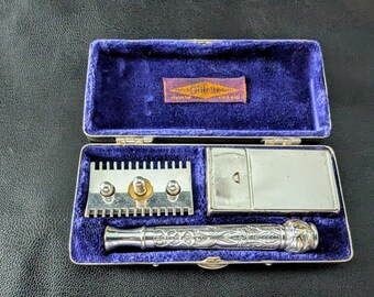 1911 Silver Plated Gillette ABC Pocket Empire Edition Safety Razor