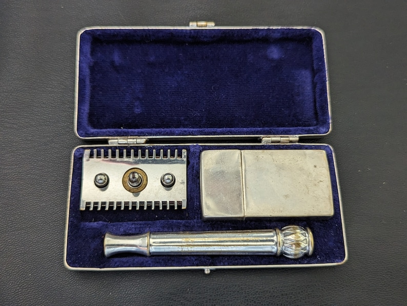 1910 Silver Plated Gillette ABC Pocket Edition Safety Razor Bild 1