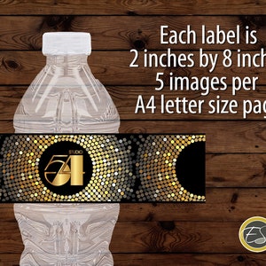 Studio 54 Party Water Bottle Labels: Digital Download
