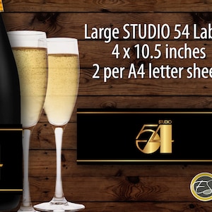 Large Studio 54 Bottle Labels: Digital Download