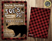 Franela y osito para hombre: invitación de cumpleaños. Imprimible para hacer tú mismo