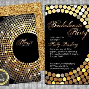 Bola de espejos: invitación para despedida de soltera, color negro. Imprimible para hacer tú mismo