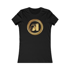 Women&#39;s Gold Studio 54 with Disco Ball Slim Tee