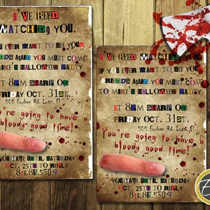 Halloween Invitation: Bloody Ransom Note With Severed Finger. DIY ...