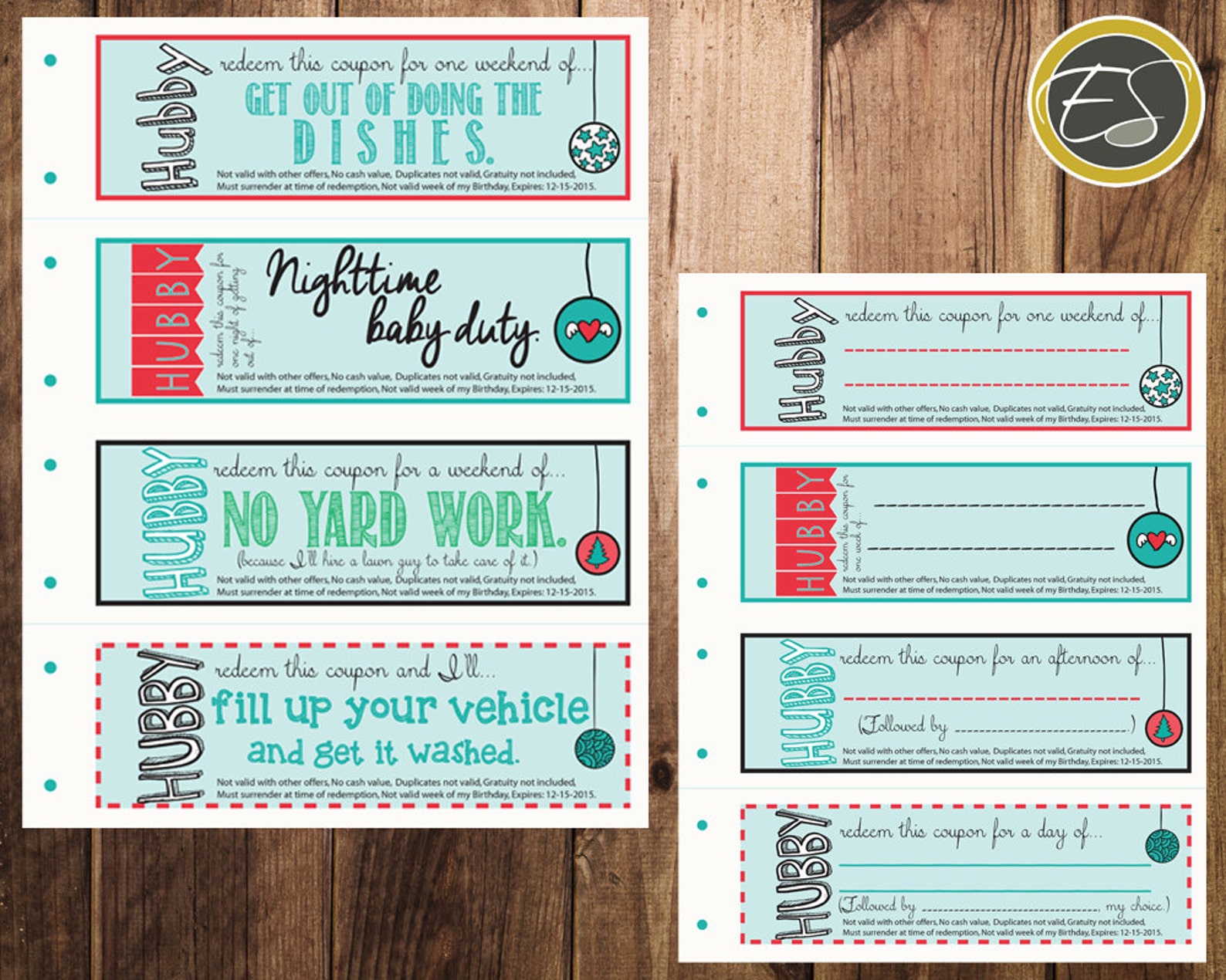 Christmas Coupon Book for Hubby With Kids: DIY Printable - Etsy