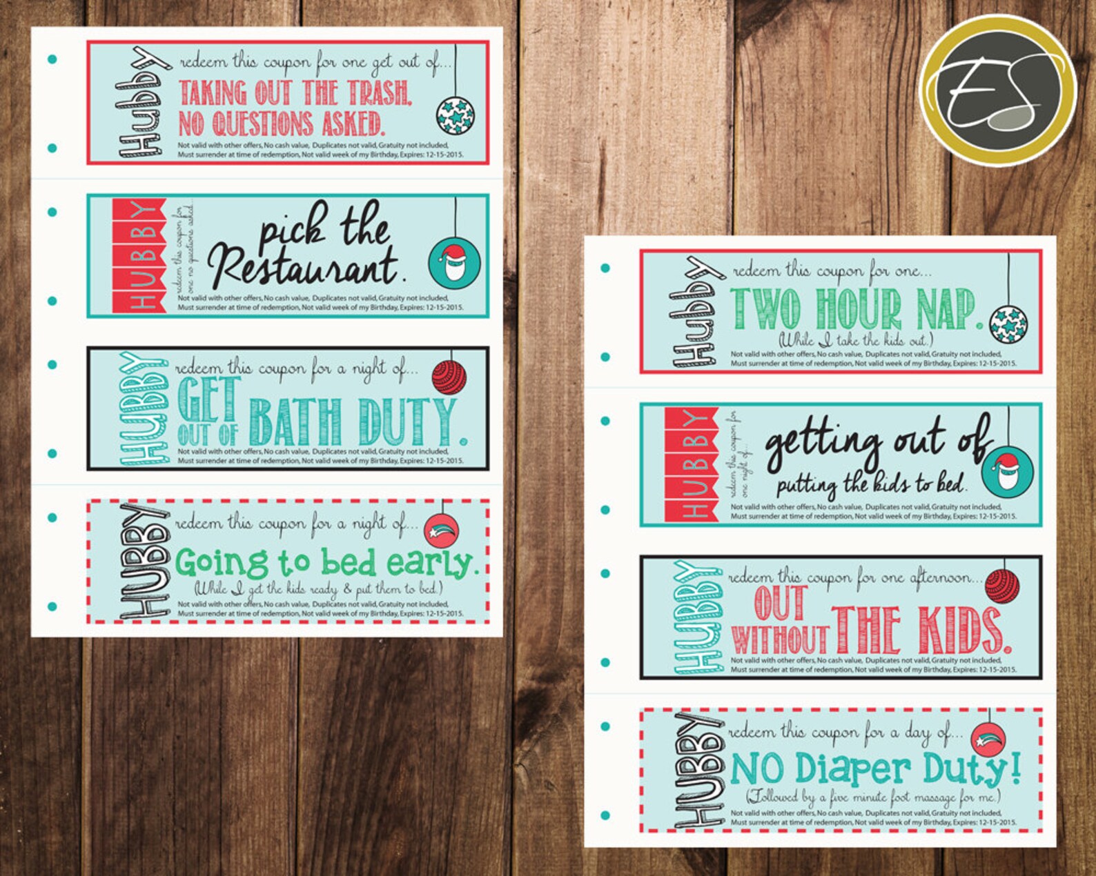 Christmas Coupon Book for Hubby With Kids: DIY Printable - Etsy