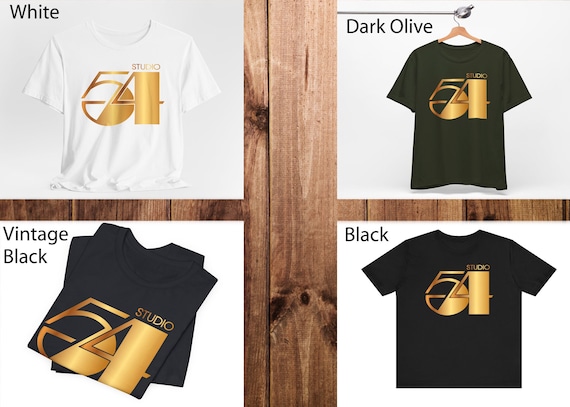 Unisex Studio 54 Tee (gold Logo) Black, White, Vintage Black