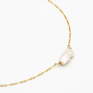 Halskette mit Perlenanhänger, Gold Filled, Zierliche Perlenkette