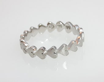 Herzen Band Ring, Herzring Silber, Silber Ring, Stapelring, Sterling Silber, Endlos Liebe, Herzring, Zierliche Ring, Geschenk für Sie