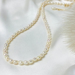 Süßwasser Perlenkette Gold, Perlen Choker Halskette Gold, Gold Filled Perlenkette
