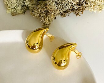 Tropfen Ohrringe Drop Earrings Chucky Ohrstecker 925 Sterling Silber Gold