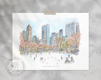 Central Park New York Ice Skating by Currier /& Ives Vintage Poster Repro FREE SH