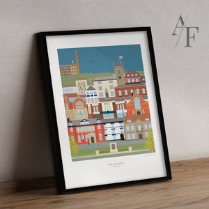 WILMSLOW Cheshire Illustrated Architecture Quality Art Print |  Great gift for Wilmslow / Cheshire residents, past and present.