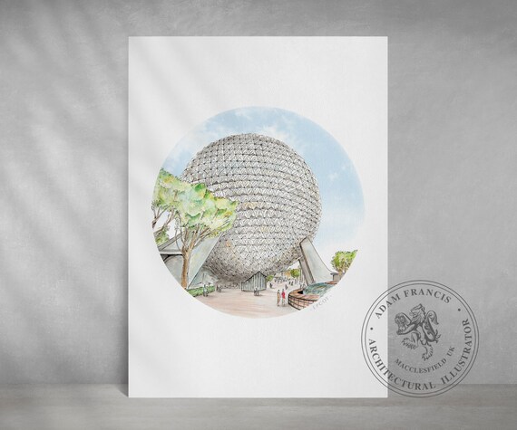 EPCOT Center Spaceship Earth ART Prints Available From My - Etsy EPCOT Center Spaceship Earth ART Prints Available From My - Etsy