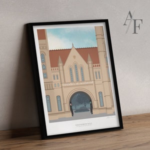 Uniwersytet w Manchesterze, Whitworth Hall | Wydruki dostępne z mojej ilustracji Graphic Manchester. Wspaniały prezent dla Uniwersytetu w Manchesterze!