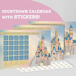 Disney Holiday/Vacation Countdown Chart | 30 day countdown calendar with stickers to mark each day off with. Three parks to choose from