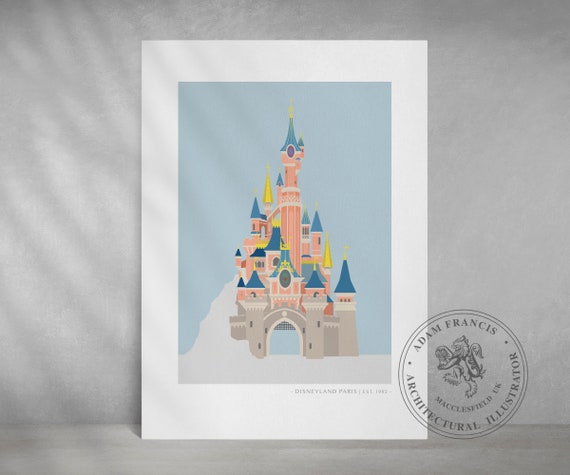 Vintage Disney Prints Polaroid Style Retro Disneyland Paris Print Sleeping Beauty Castle