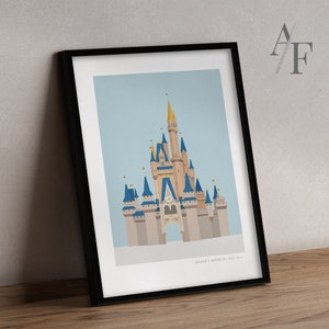 Disney World Castle |Prints form my very detailed GRAPHIC illustration | Cinderella&#39;s Disney Castle illustration | Perfect Disney World Gift