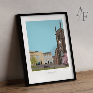 MACCLESFIELD St. Michael & all Angels Church Illustrated Prints | Great gift for Macclesfield, Cheshire, residents, past and present.