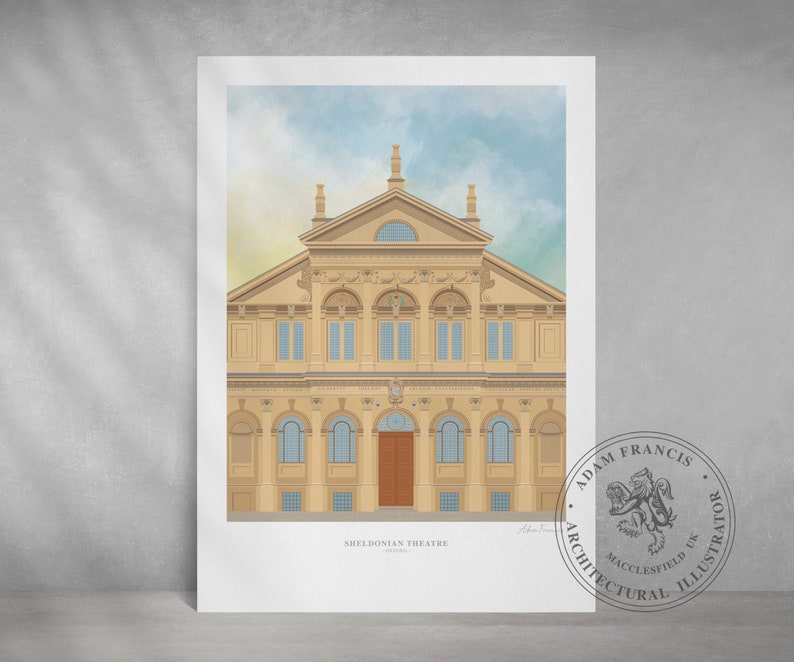 University of Oxford illustration Sheldonian Theatre The perfect Oxford University Graduation gift or memento for past students