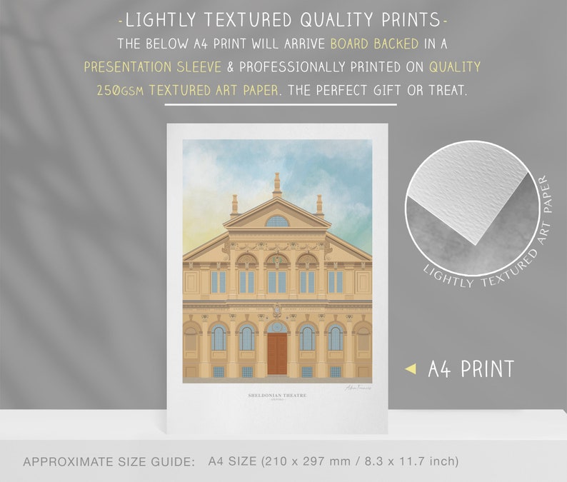 University of Oxford illustration Sheldonian Theatre The perfect Oxford University Graduation gift or memento for past students