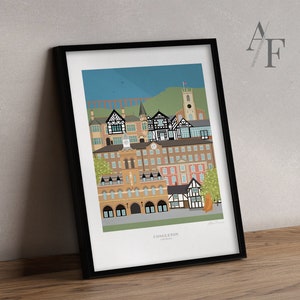 CONGLETON Arquitectura ilustrada Impresión de arte de calidad / Gran regalo para los residentes de Congleton / Cheshire, pasados y presentes.