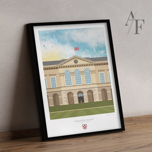 Worcester College, Oxford Universität Illustration | Das perfekte Geschenk der Universität von Oxford für Studenten in Vergangenheit und Gegenwart.
