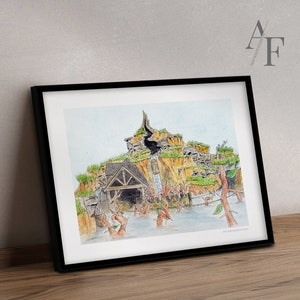 Splash Mountain-rit | Disney World | BESCHIKBARE AFDRUKKEN van mijn originele tekening en aquarelillustratie. Tekening Magisch Koninkrijk,