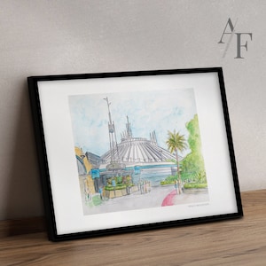 Space Mountain Kunstdrucke meiner detaillierten Illustration entnommen. Disney Park Fahrt Kunst.