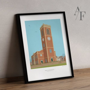 MACCLESFIELD CHRIST CHURCH Illustrated Prints | Great gift for Macclesfield, Cheshire, residents, past and present.