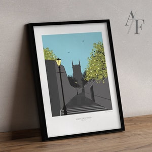 MACCLESFIELD 108 STEPS Illustrated Prints | Great gift for Macclesfield, Cheshire, residents, past and present.