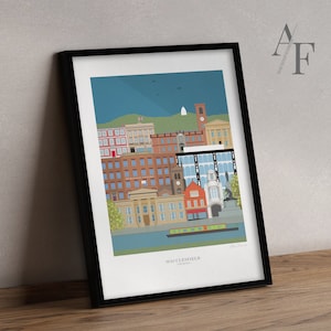 MACCLESFIELD &#39;EDITION 1&#39; Illustrated Architecture Quality Art Print |  Great gift for Macclesfield /Cheshire residents, past and present.