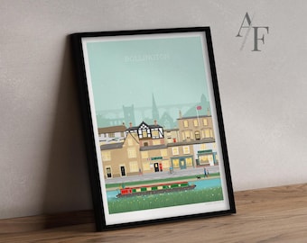 BOLLINGTON Illustrated architecture QUALITY Art Print |  Great gift for Bollington / Cheshire residents, past and present.