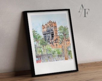 The Twilight Zone Tower of Terror | Disney's Hollywood Studios | Hollywood Tower Hotel. Prints from my detailed illustration.
