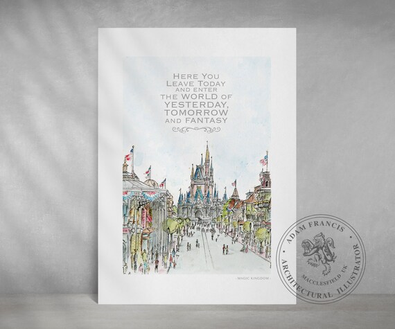 Main Street Etats Unis Disney World Citation Art Mural Et Etsy Canada