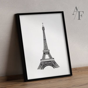 Eiffelturm Paris | KUNSTDRUCKE von meiner detaillierten Illustration. Ein kreatives, einzigartiges und romantisches Kunstgeschenk Paris und Eiffelturm.