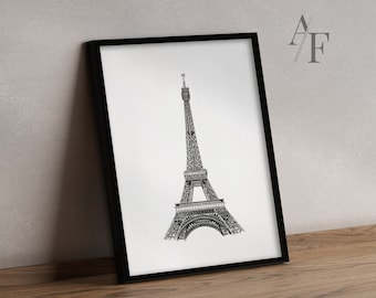 Eiffel Tower Paris | ART PRINTS from my detailed illustration. A creative, unique and romantic Paris and Eiffel Tower art gift.