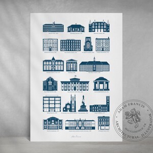 MACCLESFIELD Architecture Print |  Perfect Macclesfield, Cheshire, Gift with iconic illustrated buildings.