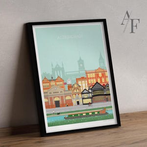 Altrincham illustrierte Architektur Qualität Kunstdruck |  Großes Geschenk für Altrincham Bewohner, Vergangenheit und Gegenwart.