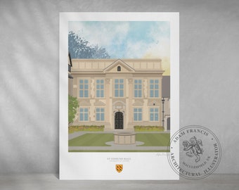 St Edmund Hall, Oxford University illustration |  The perfect University of Oxford Graduation gift/memento for students past and present.