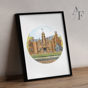 Haunted Mansion Art Print. Taken from my detailed pen drawing & watercolour painting.