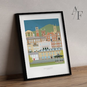 MACCLESFIELD 'EDITION 3' Illustrierte Architektur Qualität Kunstdruck |  Tolles Geschenk für Macclesfield / Cheshire Einwohner, Vergangenheit und Gegenwart.