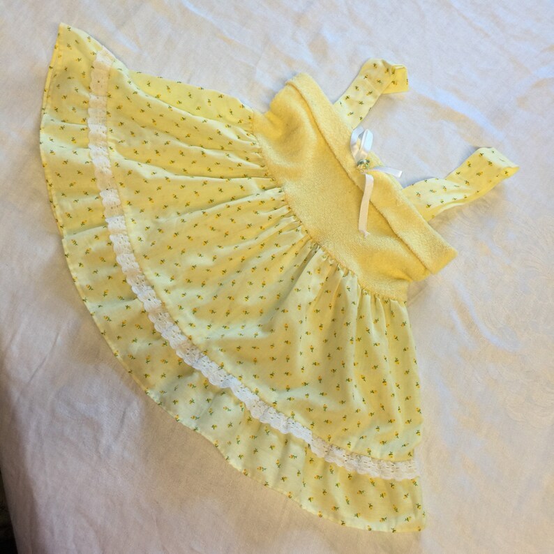 1980s Yellow Floral Dress