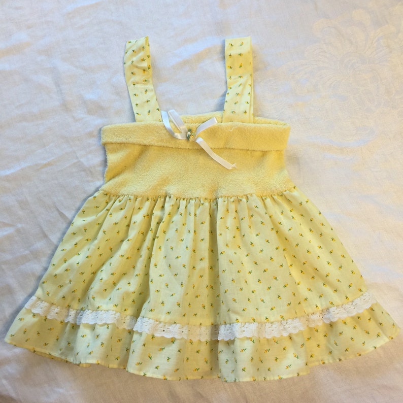 1980s Yellow Floral Dress