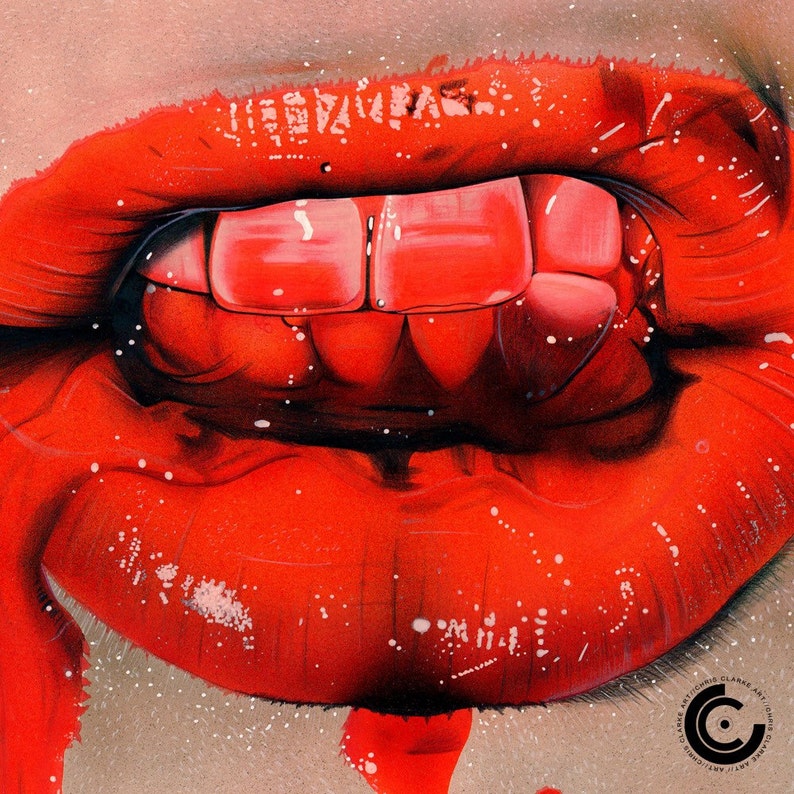 Bleeding Lips Limited Edition Print Etsy