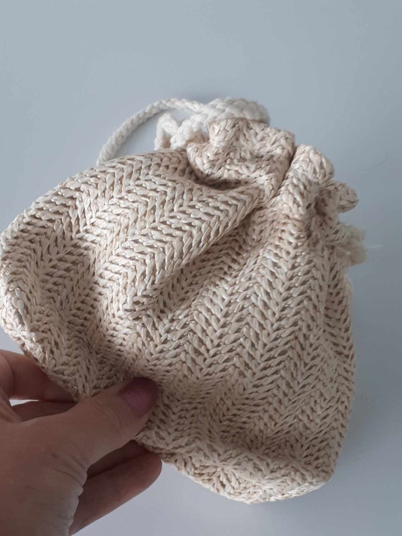 BOHO Small Straw Woven Bucket Bag Draw string fas… - image 4