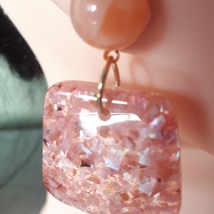 60/'s style Retro mary quant twiggy acrylic hand made oversized DANGLE earrings 60/'s style Red or deep Pink