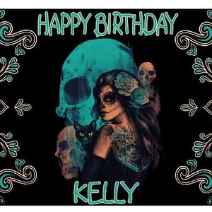 Jour De Tete De Mort Gothique Sucre De La Carte Danniversaire Etsy