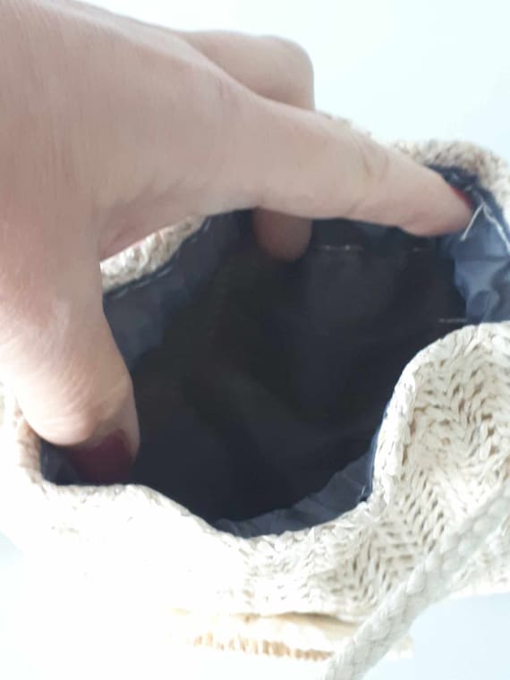 BOHO Small Straw Woven Bucket Bag Draw string fas… - image 5